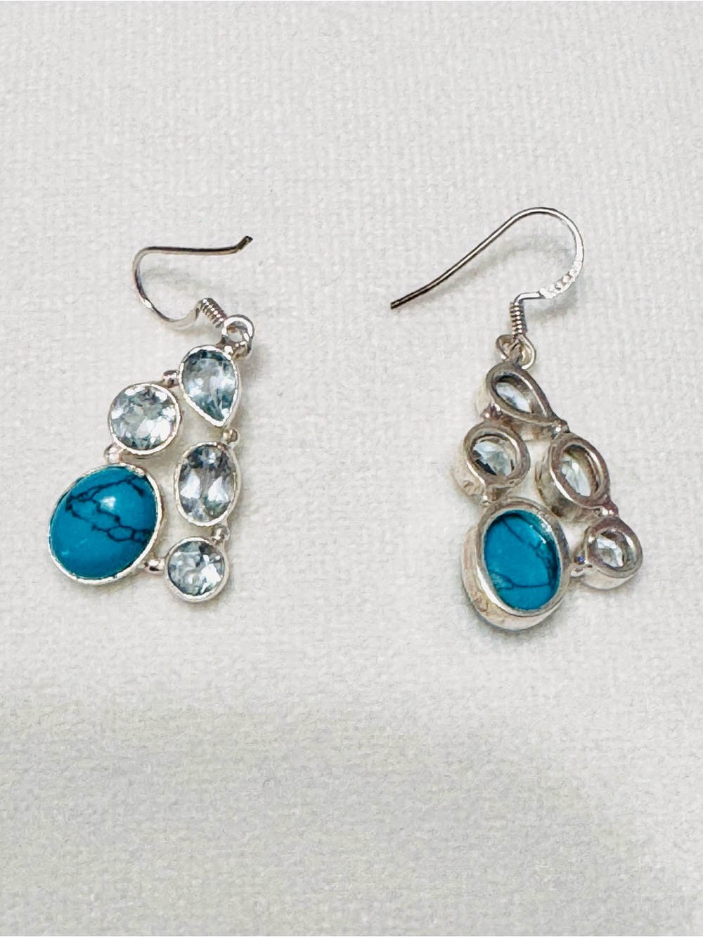 Turquoise & Blue Topaz Chandelier Earrings in Sterling Silver - Picture 5 of 7